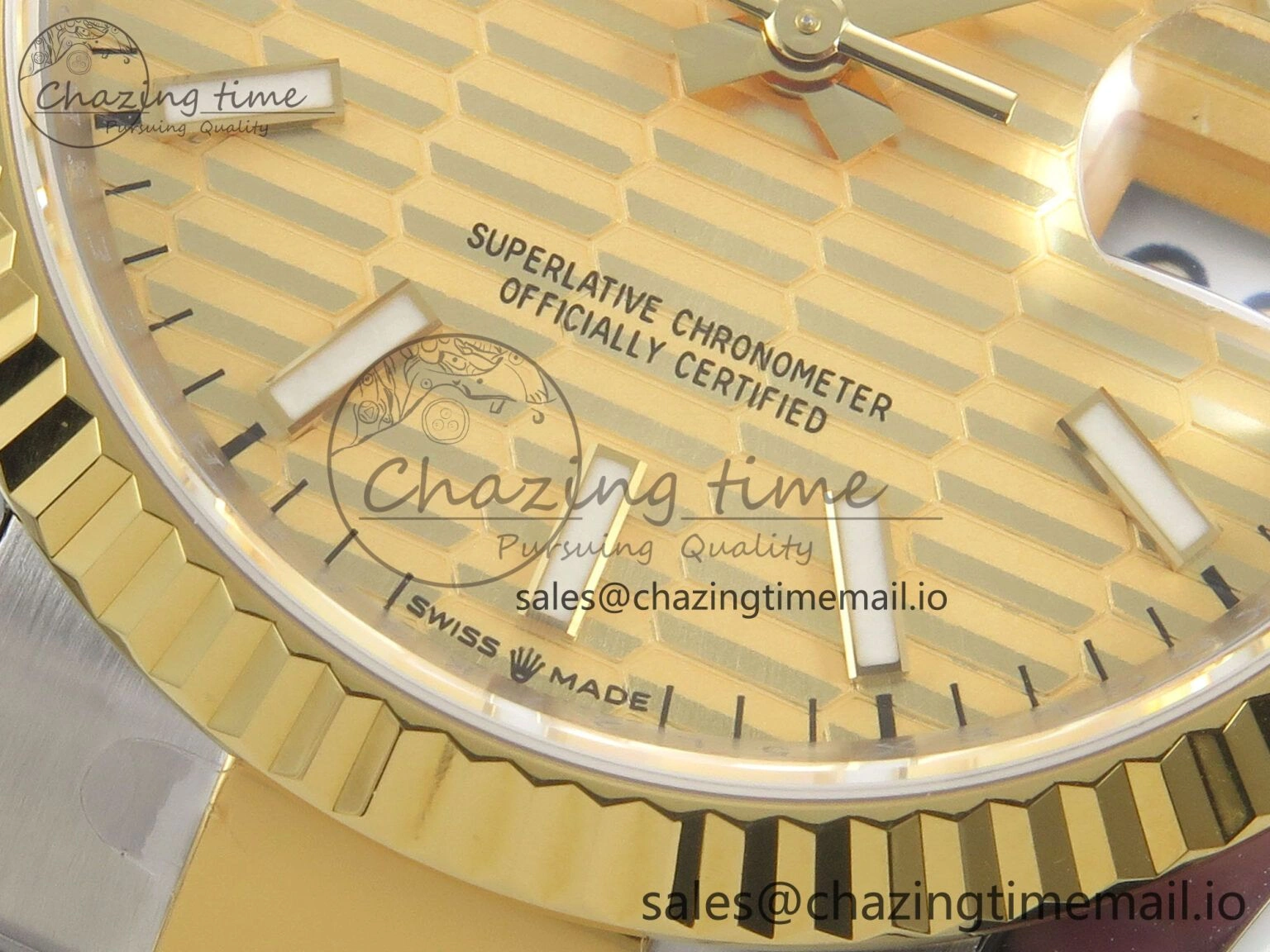Compact DateJust 36 SS YG ARF 1:1 Best Edition 904L Steel YG Textured Stick Dial on Oyster Bracelet SH 97