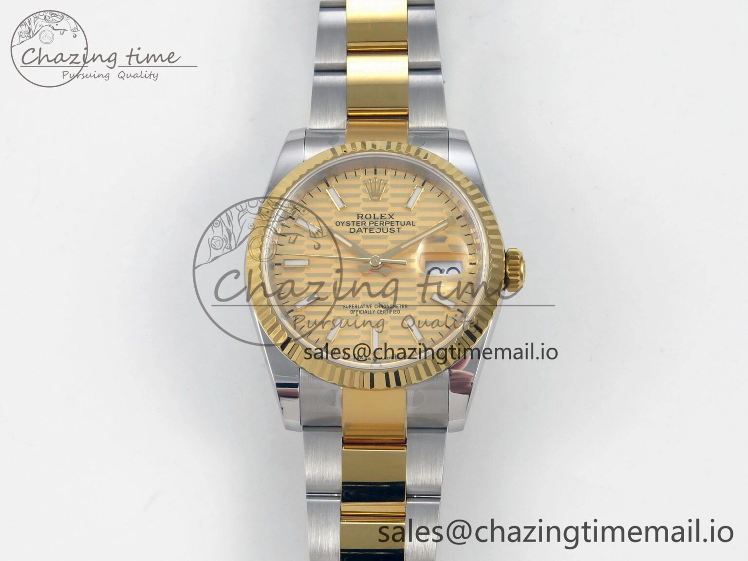 Compact DateJust 36 SS YG ARF 1:1 Best Edition 904L Steel YG Textured Stick Dial on Oyster Bracelet SH 97