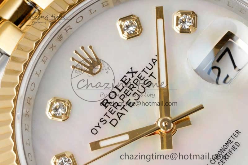 DateJust 36 SS YG DIWF 1:1 Best Edition 904L Steel White MOP Diamonds Dial on Jubilee Bracelet SA DailyWear 2324