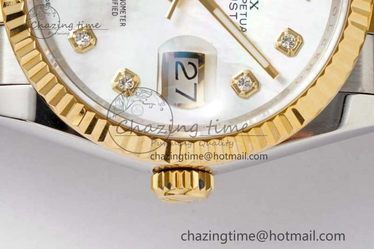 DateJust 36 SS YG DIWF 1:1 Best Edition 904L Steel White MOP Diamonds Dial on Jubilee Bracelet SA DailyWear 2324