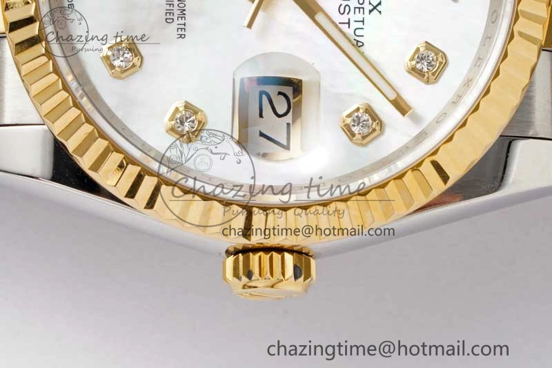 DateJust 36 SS YG DIWF 1:1 Best Edition 904L Steel White MOP Diamonds Dial on Jubilee Bracelet SA DailyWear 2324