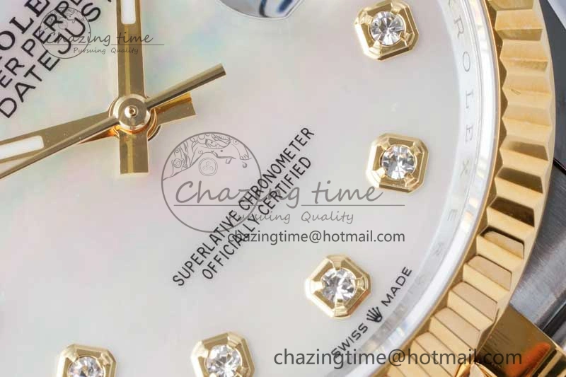 DateJust 36 SS YG DIWF 1:1 Best Edition 904L Steel White MOP Diamonds Dial on Jubilee Bracelet SA DailyWear 2324