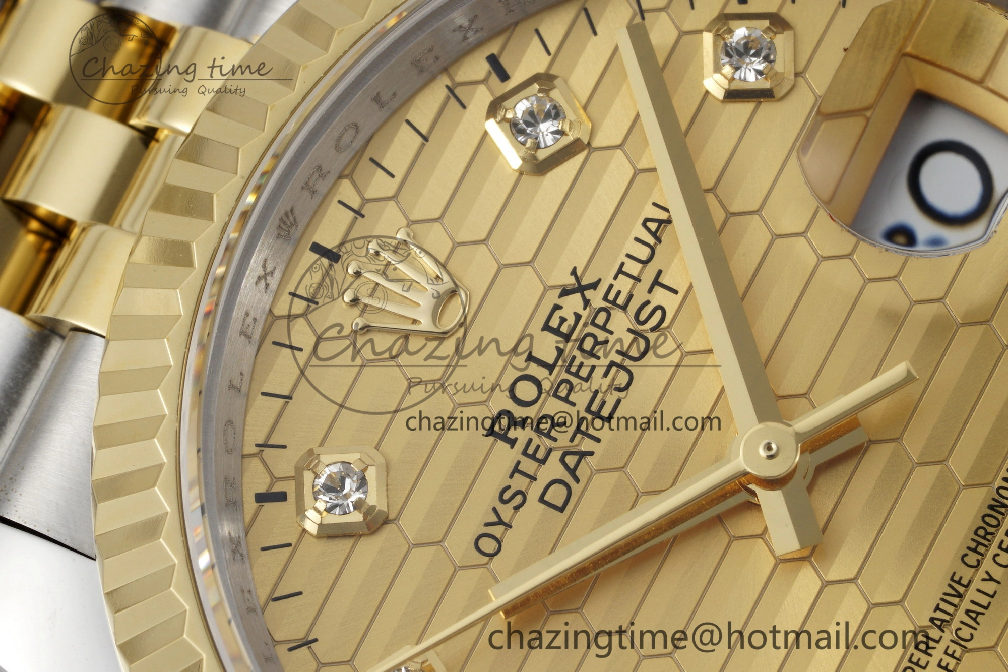 DateJust 36 SS YG Gold Wrapped JDF 1:1 Best Edition YG Diamonds Textured Dial on Jubilee Bracelet VR3235 V SmoothTexture 2195