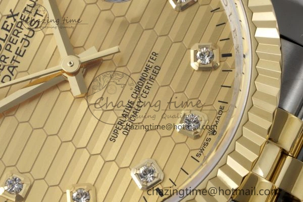 DateJust 36 SS YG Gold Wrapped JDF 1:1 Best Edition YG Diamonds Textured Dial on Jubilee Bracelet VR3235 V SmoothTexture 2195