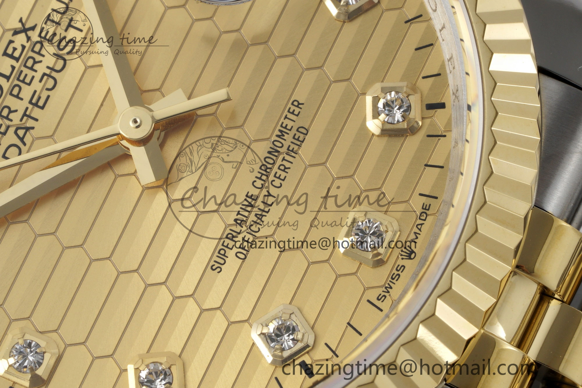 DateJust 36 SS YG Gold Wrapped JDF 1:1 Best Edition YG Diamonds Textured Dial on Jubilee Bracelet VR3235 V SmoothTexture 2195