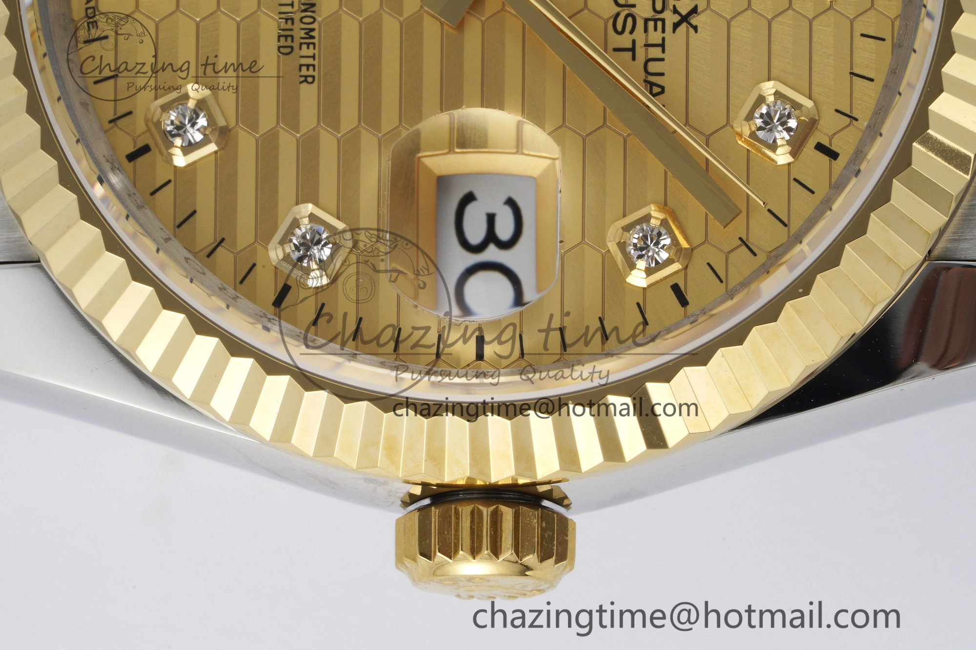 DateJust 36 SS YG Gold Wrapped JDF 1:1 Best Edition YG Diamonds Textured Dial on Jubilee Bracelet VR3235 V SmoothTexture 2195