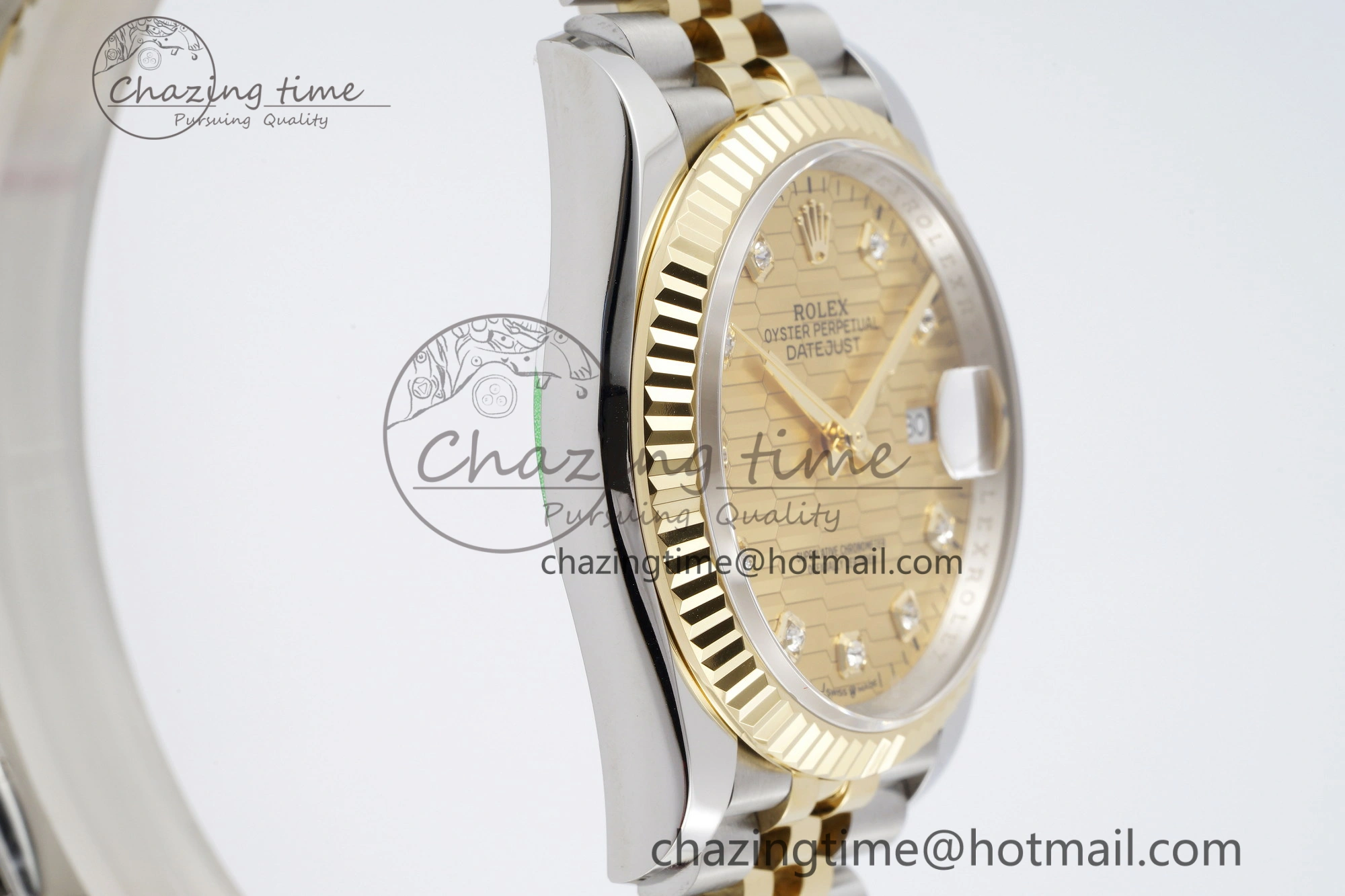 DateJust 36 SS YG Gold Wrapped JDF 1:1 Best Edition YG Diamonds Textured Dial on Jubilee Bracelet VR3235 V SmoothTexture 2195