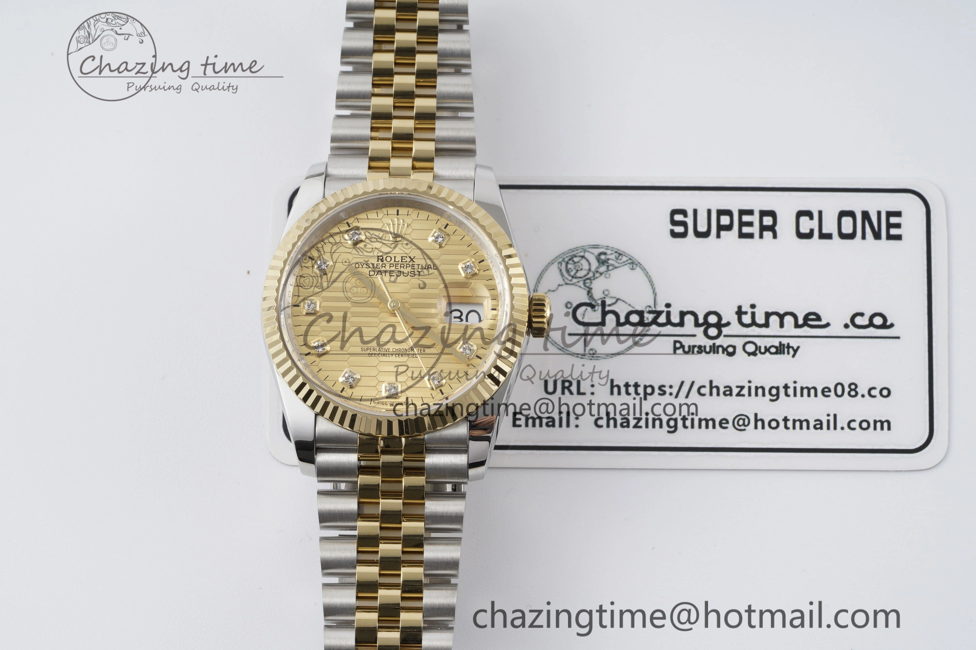 DateJust 36 SS YG Gold Wrapped JDF 1:1 Best Edition YG Diamonds Textured Dial on Jubilee Bracelet VR3235 V SmoothTexture 2195