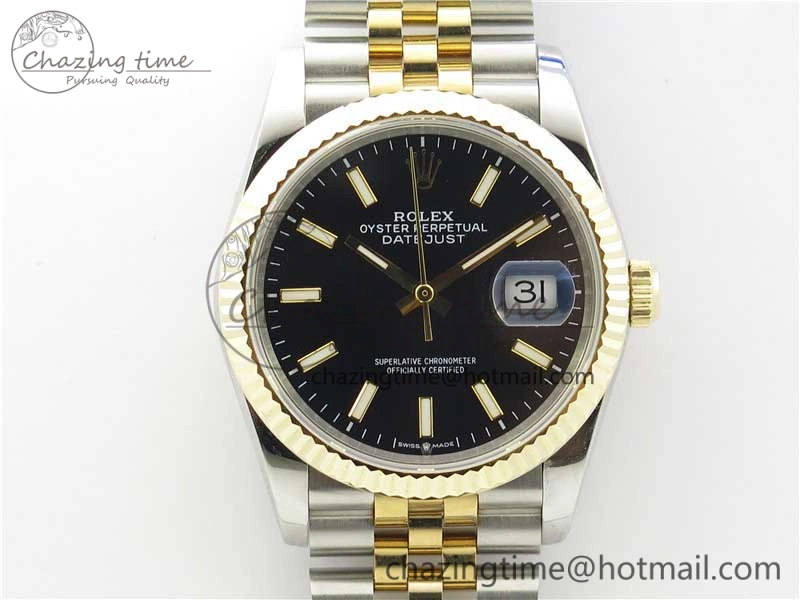 Sophisticated DateJust 36mm 126234 BP Maker 1:1 Best Edition 904L SS YG New Version Black Dial on Jubilee Bracelet 3078
