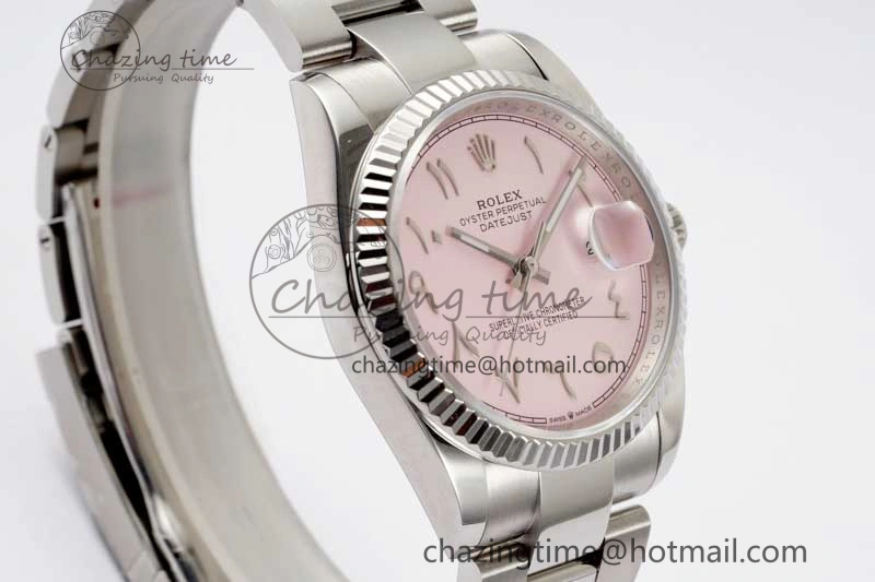 DateJust 36mm 126234 DIWF 1:1 Best Edition 904L Steel Pink Dial Arabic Marker on Oyster Bracelet SA SunProtective 2318