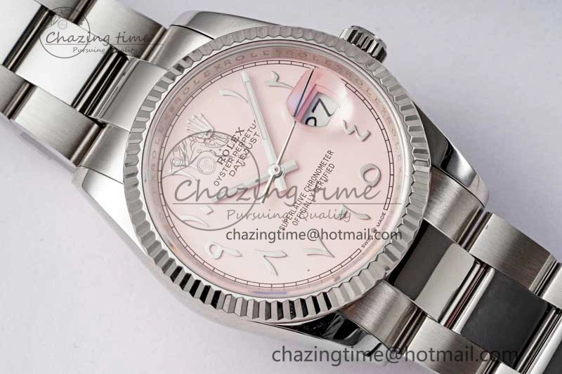 DateJust 36mm 126234 DIWF 1:1 Best Edition 904L Steel Pink Dial Arabic Marker on Oyster Bracelet SA SunProtective 2318