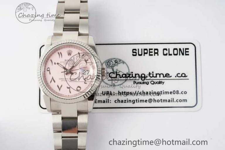 DateJust 36mm 126234 DIWF 1:1 Best Edition 904L Steel Pink Dial Arabic Marker on Oyster Bracelet SA SunProtective 2318