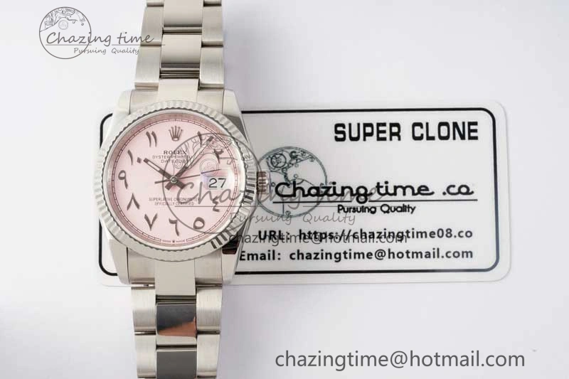DateJust 36mm 126234 DIWF 1:1 Best Edition 904L Steel Pink Dial Arabic Marker on Oyster Bracelet SA SunProtective 2318