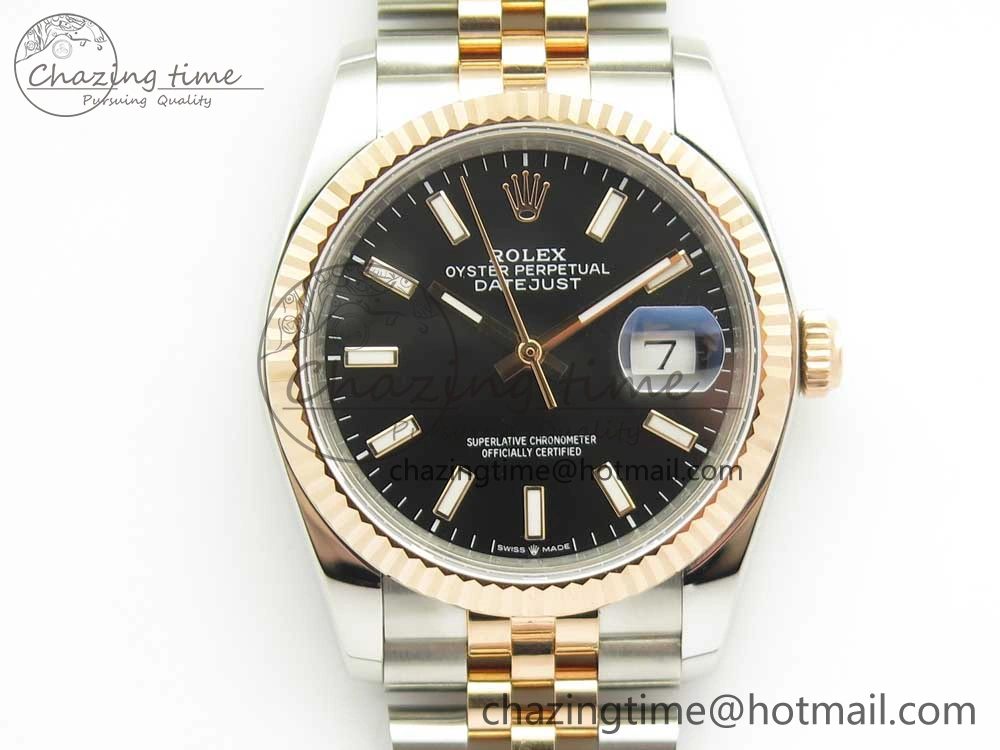 DateJust 36mm 904 SS RG Wrapped 116231 GMF Black Dial on SS RG Wrapped Jubilee Bracelet A Durable 10597