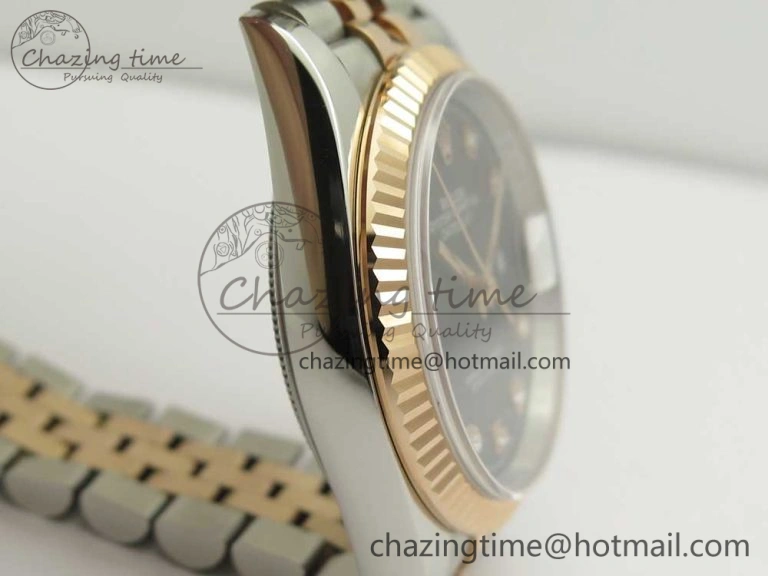 FastDry DateJust 36mm 904 SS RG Wrapped 116231 GMF Black Diam Dial on SS RG Wrapped Jubilee Bracelet A 10600