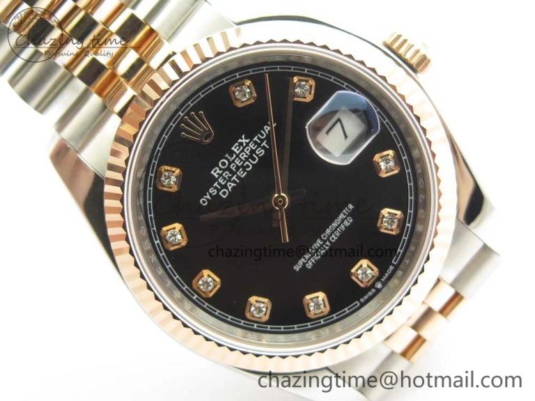 FastDry DateJust 36mm 904 SS RG Wrapped 116231 GMF Black Diam Dial on SS RG Wrapped Jubilee Bracelet A 10600
