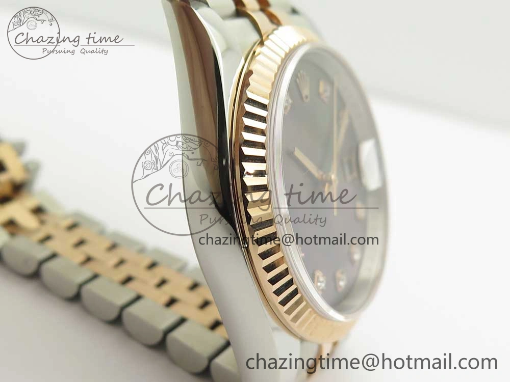 SoftTouch DateJust 36mm 904 SS RG Wrapped 116231 GMF Black MOP Diam Dial on SS RG Wrapped Jubilee Bracelet A 10598