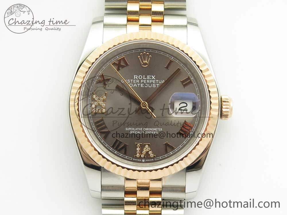 DateJust 36mm 904 SS RG Wrapped 116231 GMF Gray Dial Roman Diam Markers on SS RG Wrapped Jubilee Bracelet A Casual 3280