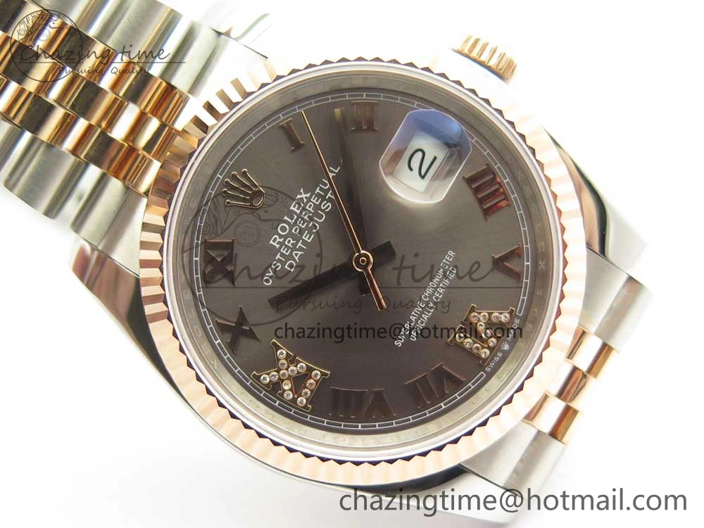 DateJust 36mm 904 SS RG Wrapped 116231 GMF Gray Dial Roman Diam Markers on SS RG Wrapped Jubilee Bracelet A Casual 3280
