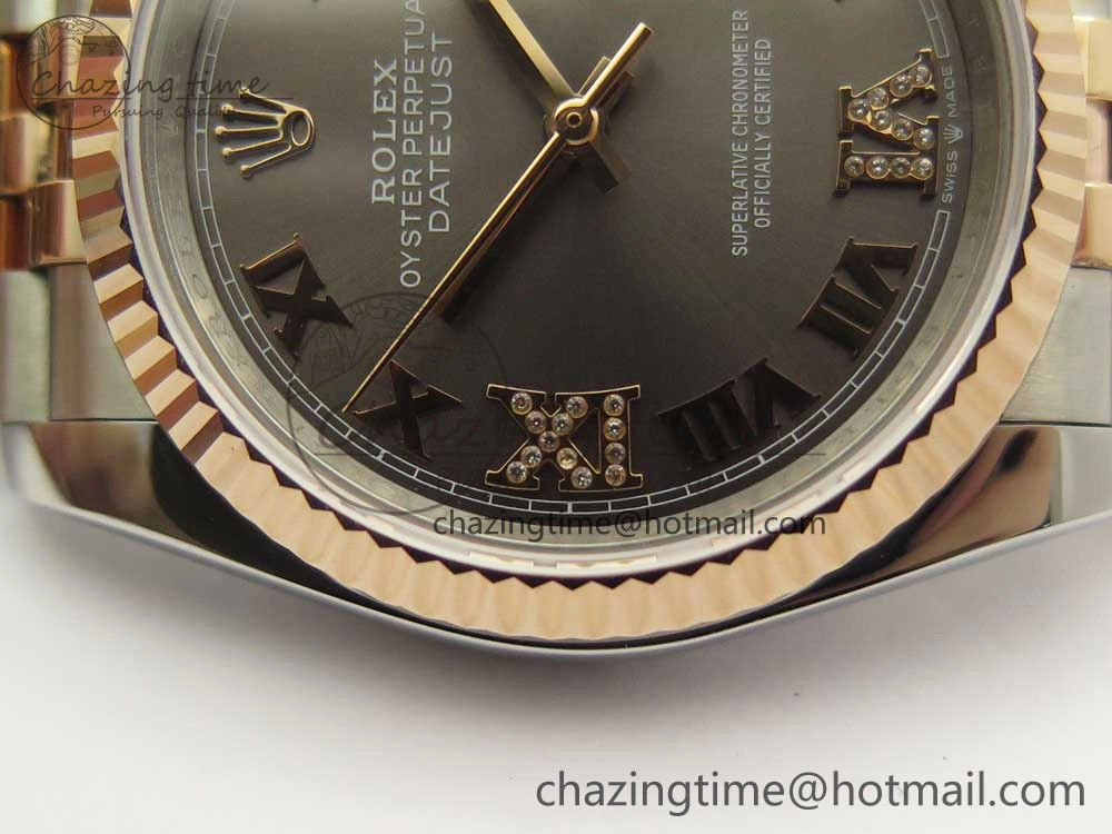 DateJust 36mm 904 SS RG Wrapped 116231 GMF Gray Dial Roman Diam Markers on SS RG Wrapped Jubilee Bracelet A Casual 3280