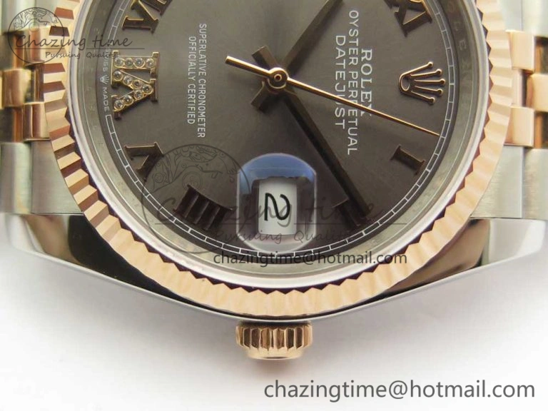 DateJust 36mm 904 SS RG Wrapped 116231 GMF Gray Dial Roman Diam Markers on SS RG Wrapped Jubilee Bracelet A Casual 3280