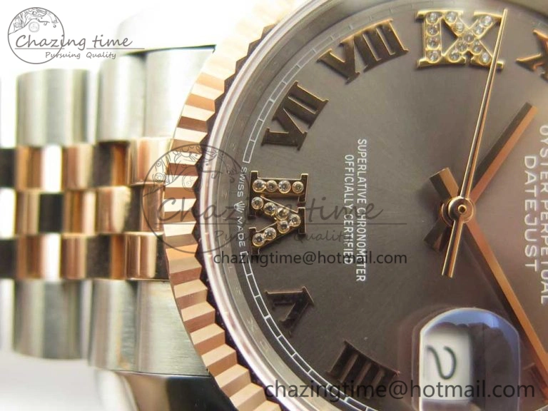 DateJust 36mm 904 SS RG Wrapped 116231 GMF Gray Dial Roman Diam Markers on SS RG Wrapped Jubilee Bracelet A Casual 3280