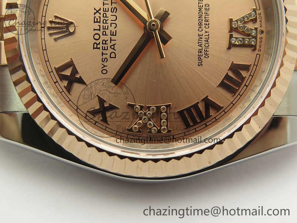Sleek DateJust 36mm 904 SS RG Wrapped 116231 GMF RG Dial Roman Diam Markers on SS RG Wrapped Jubilee Bracelet A 3286