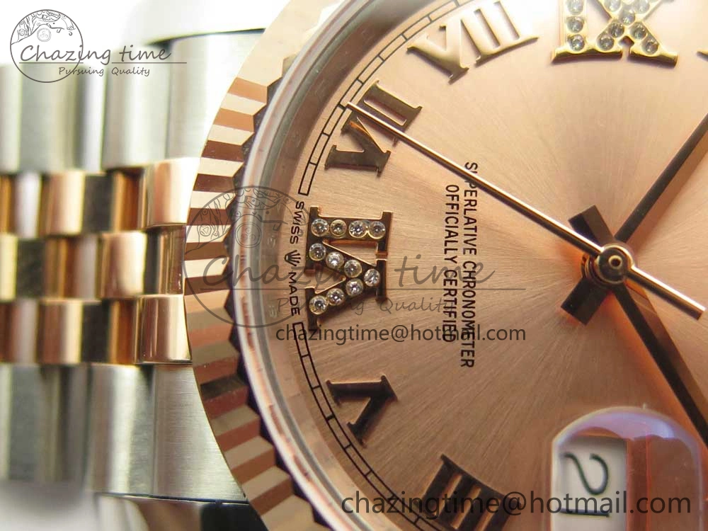 Sleek DateJust 36mm 904 SS RG Wrapped 116231 GMF RG Dial Roman Diam Markers on SS RG Wrapped Jubilee Bracelet A 3286