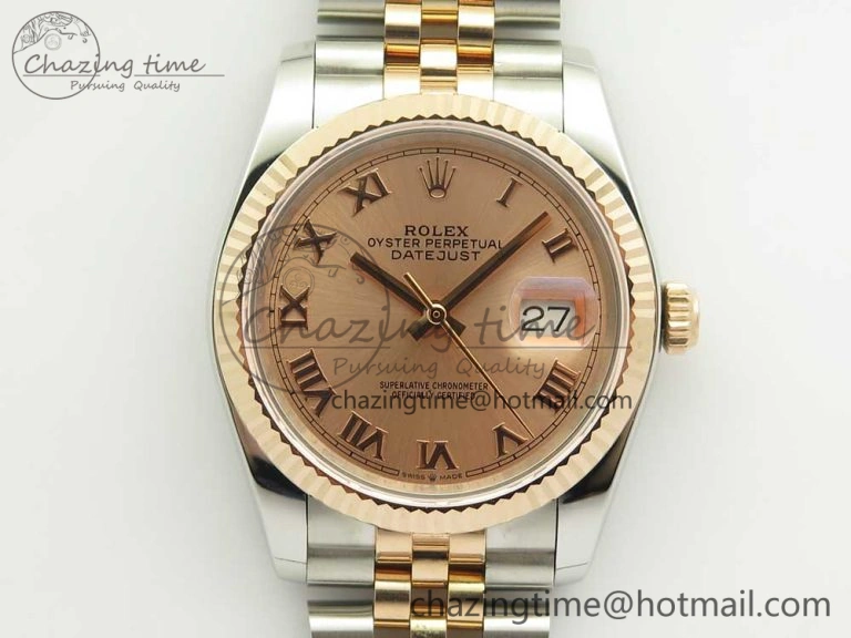 Sophisticated DateJust 36mm 904 SS RG Wrapped 116231 GMF RG Dial Roman on SS RG Wrapped Jubilee Bracelet A 10602