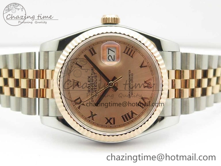 DateJust 36mm 904 SS RG Wrapped 116231 GMF RG Dial Roman on SS RG Wrapped Jubilee Bracelet A TopPick 3278