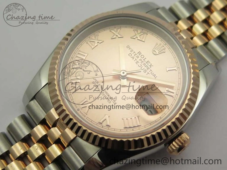 DateJust 36mm 904 SS RG Wrapped 116231 GMF RG Dial Roman on SS RG Wrapped Jubilee Bracelet A TopPick 3278