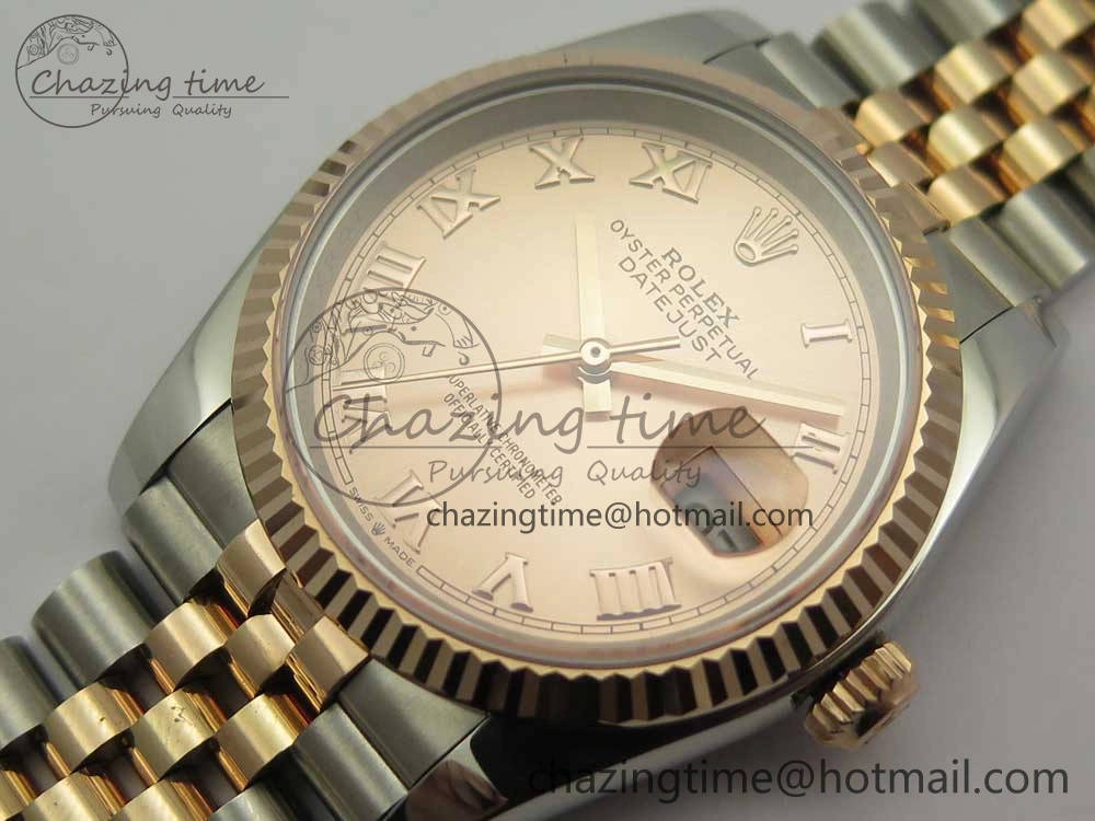 DateJust 36mm 904 SS RG Wrapped 116231 GMF RG Dial Roman on SS RG Wrapped Jubilee Bracelet A TopPick 3278