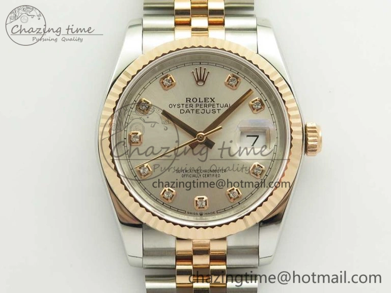 Classic DateJust 36mm 904 SS RG Wrapped 116231 GMF Silver Diam Dial on SS RG Wrapped Jubilee Bracelet A 10595