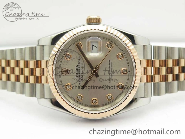 DateJust 36mm 904 SS RG Wrapped 116231 GMF Silver Diam Dial on SS RG Wrapped Jubilee Bracelet A FastDry 3271