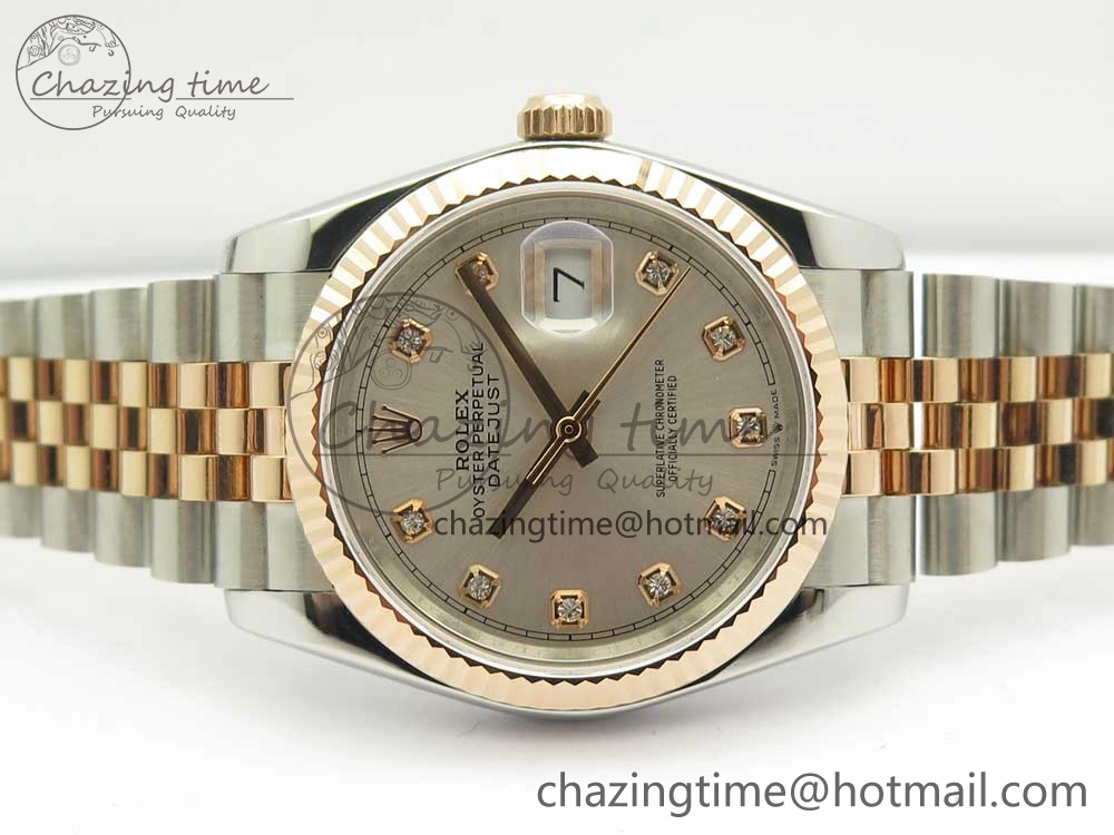 DateJust 36mm 904 SS RG Wrapped 116231 GMF Silver Diam Dial on SS RG Wrapped Jubilee Bracelet A FastDry 3271