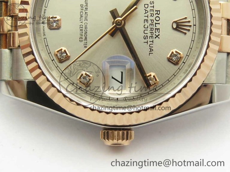 DateJust 36mm 904 SS RG Wrapped 116231 GMF Silver Diam Dial on SS RG Wrapped Jubilee Bracelet A FastDry 3271