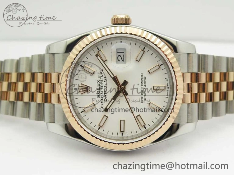 SmoothTexture DateJust 36mm 904 SS RG Wrapped 116231 GMF White Dial on SS RG Wrapped Jubilee Bracelet A 3277