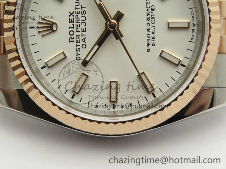 SmoothTexture DateJust 36mm 904 SS RG Wrapped 116231 GMF White Dial on SS RG Wrapped Jubilee Bracelet A 3277