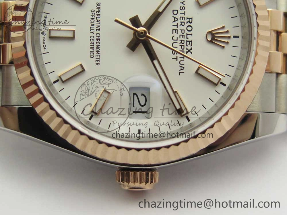 SmoothTexture DateJust 36mm 904 SS RG Wrapped 116231 GMF White Dial on SS RG Wrapped Jubilee Bracelet A 3277