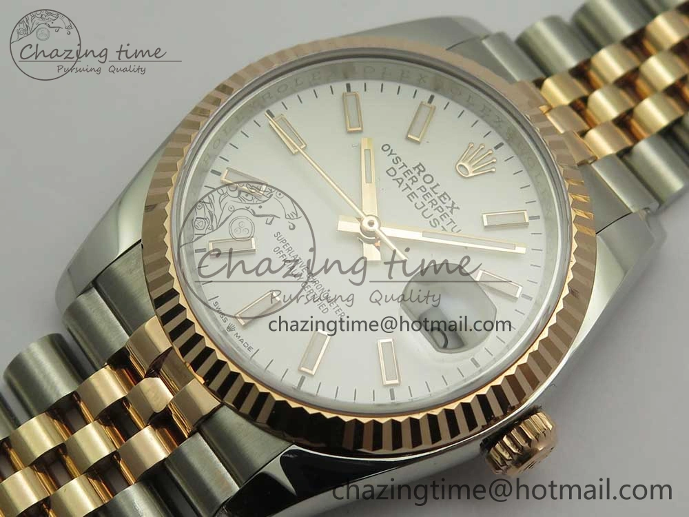 SmoothTexture DateJust 36mm 904 SS RG Wrapped 116231 GMF White Dial on SS RG Wrapped Jubilee Bracelet A 3277