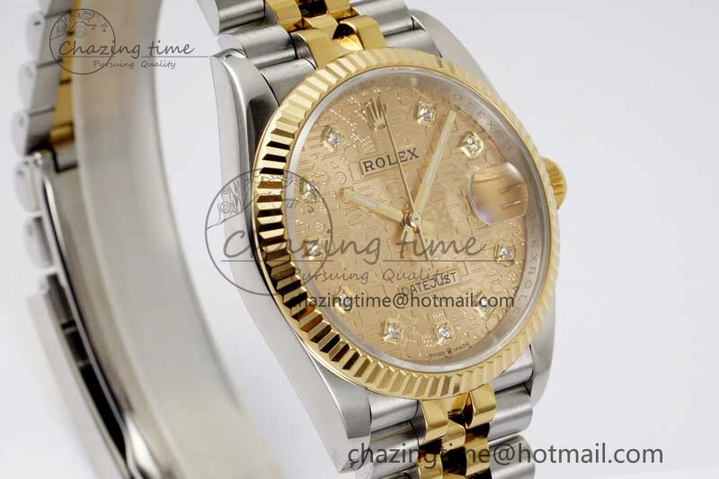 FashionForward DateJust 36mm DIWF 1:1 Best Edition 904L Steel Computer Dial Diamonds Markers on SS YG Jubilee Bracelet SA 10238