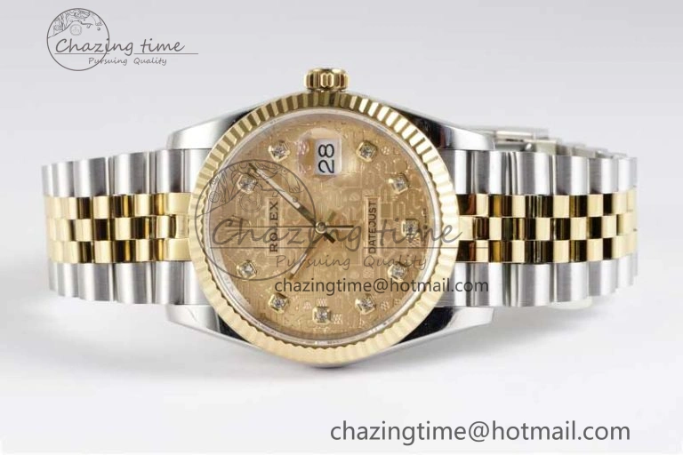 FashionForward DateJust 36mm DIWF 1:1 Best Edition 904L Steel Computer Dial Diamonds Markers on SS YG Jubilee Bracelet SA 10238
