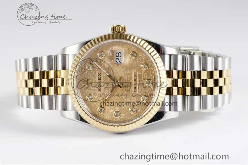 FashionForward DateJust 36mm DIWF 1:1 Best Edition 904L Steel Computer Dial Diamonds Markers on SS YG Jubilee Bracelet SA 10238