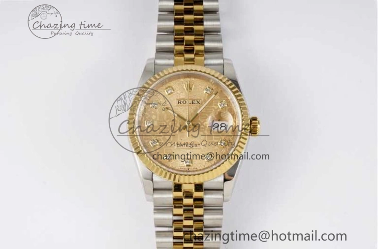FashionForward DateJust 36mm DIWF 1:1 Best Edition 904L Steel Computer Dial Diamonds Markers on SS YG Jubilee Bracelet SA 10238