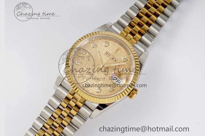 FashionForward DateJust 36mm DIWF 1:1 Best Edition 904L Steel Computer Dial Diamonds Markers on SS YG Jubilee Bracelet SA 10238
