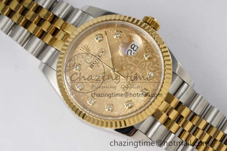 FashionForward DateJust 36mm DIWF 1:1 Best Edition 904L Steel Computer Dial Diamonds Markers on SS YG Jubilee Bracelet SA 10238