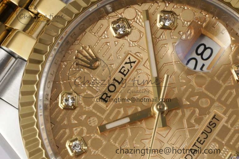 FashionForward DateJust 36mm DIWF 1:1 Best Edition 904L Steel Computer Dial Diamonds Markers on SS YG Jubilee Bracelet SA 10238