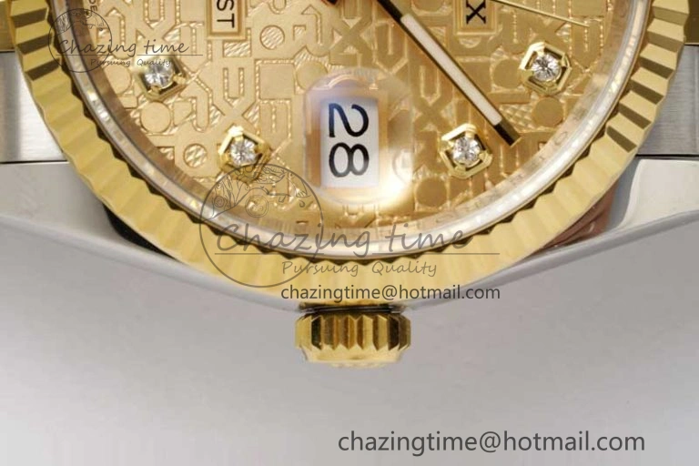 FashionForward DateJust 36mm DIWF 1:1 Best Edition 904L Steel Computer Dial Diamonds Markers on SS YG Jubilee Bracelet SA 10238