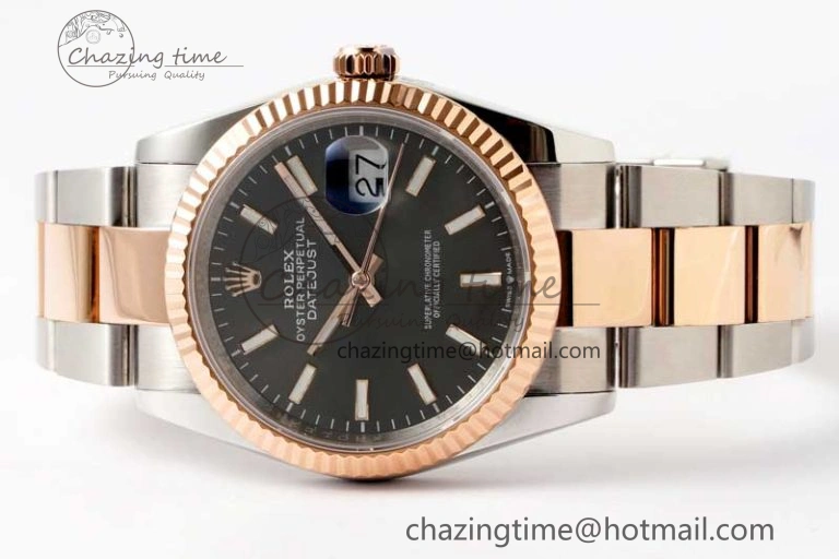 Sleek DateJust 36mm DIWF 1:1 Best Edition 904L Steel Gray Dial on SS RG Oyster Bracelet SA 2310