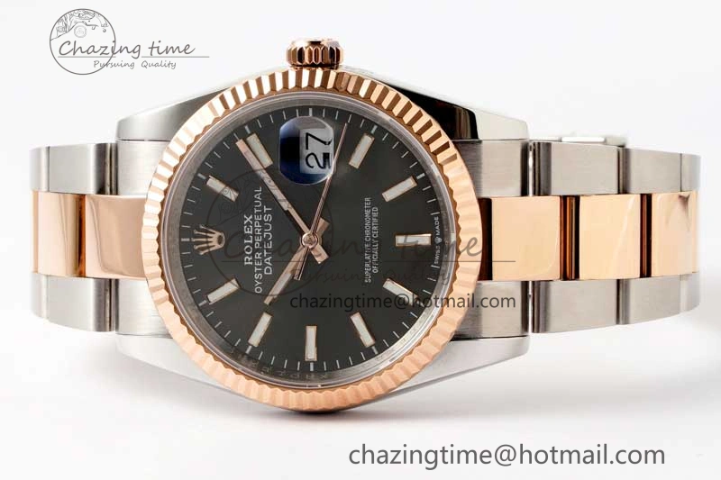 Sleek DateJust 36mm DIWF 1:1 Best Edition 904L Steel Gray Dial on SS RG Oyster Bracelet SA 2310